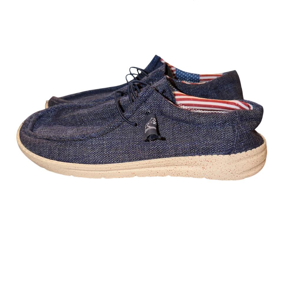 Slip On Shoes Men's Size 9 Blue Canvas USA Flag Slip On Casual July 4th New